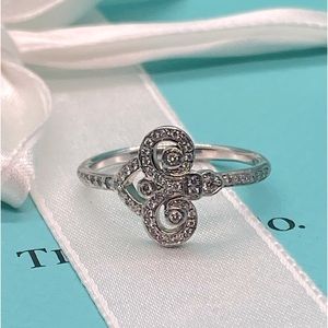 💎TIFFANY & CO. FLEUR DE LIS Diamond Ring PT950 Platinum size 10